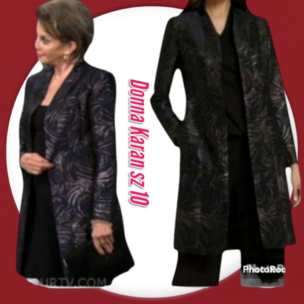 Donna Karan Elegant Black and Gray Women's Pea Coat